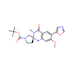 COc1cc2c(cc1-c1cnco1)C(=O)N(C)[C@]1(CCN(C(=O)OC(C)(C)C)C1)N2 ZINC000028529625