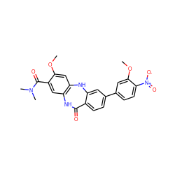 COc1cc2c(cc1C(=O)N(C)C)NC(=O)c1ccc(-c3ccc([N+](=O)[O-])c(OC)c3)cc1N2 ZINC000029125610