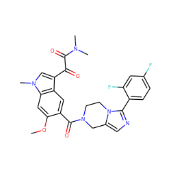 COc1cc2c(cc1C(=O)N1CCn3c(cnc3-c3ccc(F)cc3F)C1)c(C(=O)C(=O)N(C)C)cn2C ZINC000028708607