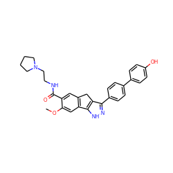 COc1cc2c(cc1C(=O)NCCN1CCCC1)Cc1c(-c3ccc(-c4ccc(O)cc4)cc3)n[nH]c1-2 ZINC000028822286