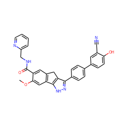 COc1cc2c(cc1C(=O)NCc1ccccn1)Cc1c(-c3ccc(-c4ccc(O)c(C#N)c4)cc3)n[nH]c1-2 ZINC000028822297