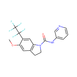 COc1cc2c(cc1C(F)(F)C(F)(F)F)N(C(=O)Nc1cccnc1)CC2 ZINC000013779460