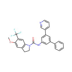 COc1cc2c(cc1C(F)(F)F)N(C(=O)Nc1cc(-c3ccccc3)cc(-c3cccnc3)c1)CC2 ZINC000013806169