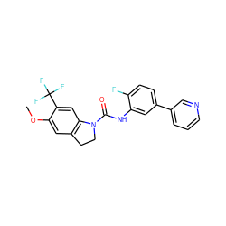 COc1cc2c(cc1C(F)(F)F)N(C(=O)Nc1cc(-c3cccnc3)ccc1F)CC2 ZINC000013806150