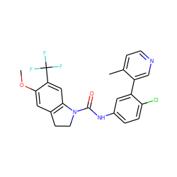 COc1cc2c(cc1C(F)(F)F)N(C(=O)Nc1ccc(Cl)c(-c3cnccc3C)c1)CC2 ZINC000013806142