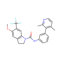 COc1cc2c(cc1C(F)(F)F)N(C(=O)Nc1cccc(-c3c(C)ccnc3C)c1)CC2 ZINC000013806138