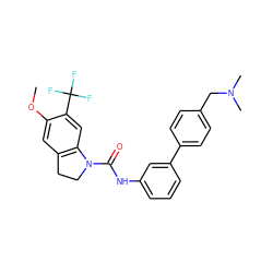 COc1cc2c(cc1C(F)(F)F)N(C(=O)Nc1cccc(-c3ccc(CN(C)C)cc3)c1)CC2 ZINC000045168294