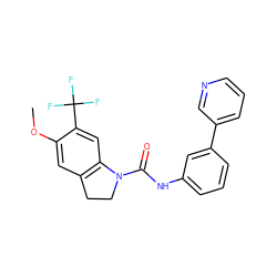 COc1cc2c(cc1C(F)(F)F)N(C(=O)Nc1cccc(-c3cccnc3)c1)CC2 ZINC000000601840