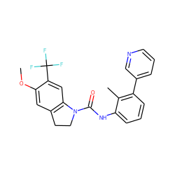 COc1cc2c(cc1C(F)(F)F)N(C(=O)Nc1cccc(-c3cccnc3)c1C)CC2 ZINC000013806152