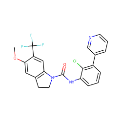 COc1cc2c(cc1C(F)(F)F)N(C(=O)Nc1cccc(-c3cccnc3)c1Cl)CC2 ZINC000013806155