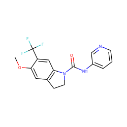 COc1cc2c(cc1C(F)(F)F)N(C(=O)Nc1cccnc1)CC2 ZINC000013779456