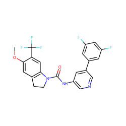 COc1cc2c(cc1C(F)(F)F)N(C(=O)Nc1cncc(-c3cc(F)cc(F)c3)c1)CC2 ZINC000013806109