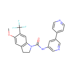 COc1cc2c(cc1C(F)(F)F)N(C(=O)Nc1cncc(-c3ccncc3)c1)CC2 ZINC000013806114