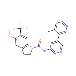 COc1cc2c(cc1C(F)(F)F)N(C(=O)Nc1cncc(-c3cnccc3C)c1)CC2 ZINC000013806120