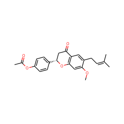 COc1cc2c(cc1CC=C(C)C)C(=O)C[C@@H](c1ccc(OC(C)=O)cc1)O2 ZINC000015115063