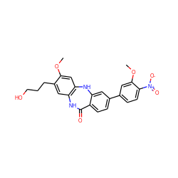 COc1cc2c(cc1CCCO)NC(=O)c1ccc(-c3ccc([N+](=O)[O-])c(OC)c3)cc1N2 ZINC000029125560