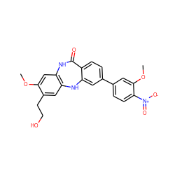 COc1cc2c(cc1CCO)Nc1cc(-c3ccc([N+](=O)[O-])c(OC)c3)ccc1C(=O)N2 ZINC000029125696