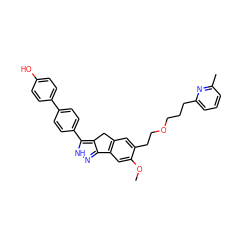 COc1cc2c(cc1CCOCCCc1cccc(C)n1)Cc1c-2n[nH]c1-c1ccc(-c2ccc(O)cc2)cc1 ZINC000028952676