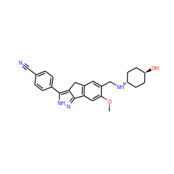 COc1cc2c(cc1CN[C@H]1CC[C@H](O)CC1)Cc1c-2n[nH]c1-c1ccc(C#N)cc1 ZINC000253669813