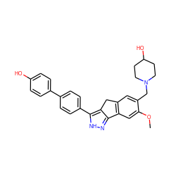 COc1cc2c(cc1CN1CCC(O)CC1)Cc1c-2n[nH]c1-c1ccc(-c2ccc(O)cc2)cc1 ZINC000028822294