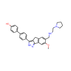 COc1cc2c(cc1CNCCN1CCCC1)Cc1c-2n[nH]c1-c1ccc(-c2ccc(O)cc2)cc1 ZINC000028822290