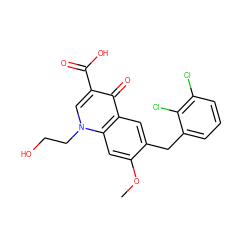 COc1cc2c(cc1Cc1cccc(Cl)c1Cl)c(=O)c(C(=O)O)cn2CCO ZINC000038652881