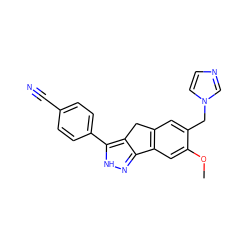 COc1cc2c(cc1Cn1ccnc1)Cc1c-2n[nH]c1-c1ccc(C#N)cc1 ZINC000028954504