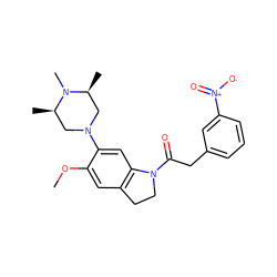 COc1cc2c(cc1N1C[C@H](C)N(C)[C@H](C)C1)N(C(=O)Cc1cccc([N+](=O)[O-])c1)CC2 ZINC000095607703