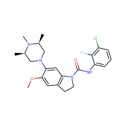 COc1cc2c(cc1N1C[C@H](C)N(C)[C@H](C)C1)N(C(=O)Nc1cccc(Cl)c1F)CC2 ZINC000028524705