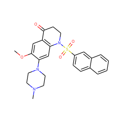 COc1cc2c(cc1N1CCN(C)CC1)N(S(=O)(=O)c1ccc3ccccc3c1)CCC2=O ZINC000066263751