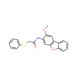 COc1cc2c(cc1NC(=O)CSc1ccccc1)oc1ccccc12 ZINC000003642275
