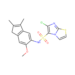 COc1cc2c(cc1NS(=O)(=O)c1c(Cl)nc3sccn13)C(C)=C(C)C2 ZINC000045348563