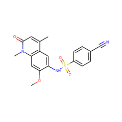 COc1cc2c(cc1NS(=O)(=O)c1ccc(C#N)cc1)c(C)cc(=O)n2C ZINC000584905781