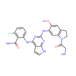 COc1cc2c(cc1Nc1nc(Nc3cccc(F)c3C(N)=O)c3cc[nH]c3n1)N(C(=O)CN)CC2 ZINC000040865006