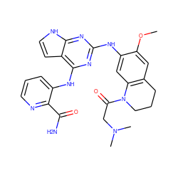 COc1cc2c(cc1Nc1nc(Nc3cccnc3C(N)=O)c3cc[nH]c3n1)N(C(=O)CN(C)C)CCC2 ZINC000040391889