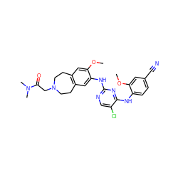 COc1cc2c(cc1Nc1ncc(Cl)c(Nc3ccc(C#N)cc3OC)n1)CCN(CC(=O)N(C)C)CC2 ZINC000066251857