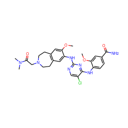 COc1cc2c(cc1Nc1ncc(Cl)c(Nc3ccc(C(N)=O)cc3OC)n1)CCN(CC(=O)N(C)C)CC2 ZINC000066258461