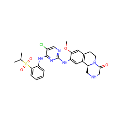 COc1cc2c(cc1Nc1ncc(Cl)c(Nc3ccccc3S(=O)(=O)C(C)C)n1)[C@@H]1CNCC(=O)N1CC2 ZINC001772602555