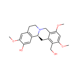 COc1cc2c(cc1O)[C@@H]1Cc3c(CO)c(OC)cc(OC)c3CN1CC2 ZINC000084709627