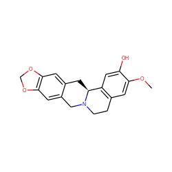 COc1cc2c(cc1O)[C@@H]1Cc3cc4c(cc3CN1CC2)OCO4 ZINC000013408680