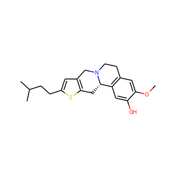 COc1cc2c(cc1O)[C@@H]1Cc3sc(CCC(C)C)cc3CN1CC2 ZINC000210432220