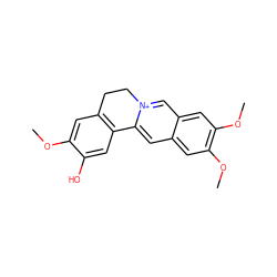 COc1cc2c(cc1O)-c1cc3cc(OC)c(OC)cc3c[n+]1CC2 ZINC000006017936