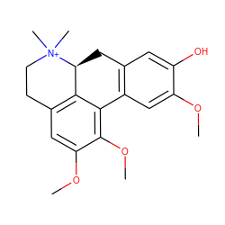 COc1cc2c(cc1O)C[C@H]1c3c(cc(OC)c(OC)c3-2)CC[N+]1(C)C ZINC000033829879