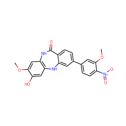 COc1cc2c(cc1O)Nc1cc(-c3ccc([N+](=O)[O-])c(OC)c3)ccc1C(=O)N2 ZINC000029125431