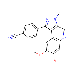 COc1cc2c(cc1O)ncc1c2c(-c2ccc(C#N)cc2)nn1C ZINC000169704773