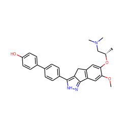 COc1cc2c(cc1O[C@@H](C)CN(C)C)Cc1c-2n[nH]c1-c1ccc(-c2ccc(O)cc2)cc1 ZINC000028952696