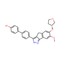 COc1cc2c(cc1O[C@@H]1CCOC1)Cc1c-2n[nH]c1-c1ccc(-c2ccc(O)cc2)cc1 ZINC000028952753