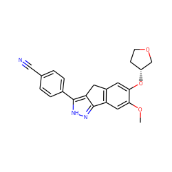 COc1cc2c(cc1O[C@@H]1CCOC1)Cc1c-2n[nH]c1-c1ccc(C#N)cc1 ZINC000028954523