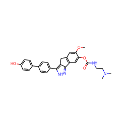 COc1cc2c(cc1OC(=O)NCCN(C)C)-c1n[nH]c(-c3ccc(-c4ccc(O)cc4)cc3)c1C2 ZINC000028952824