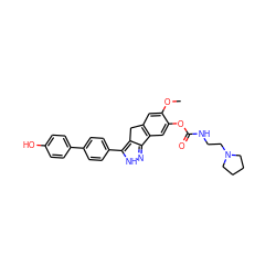 COc1cc2c(cc1OC(=O)NCCN1CCCC1)-c1n[nH]c(-c3ccc(-c4ccc(O)cc4)cc3)c1C2 ZINC000028952832